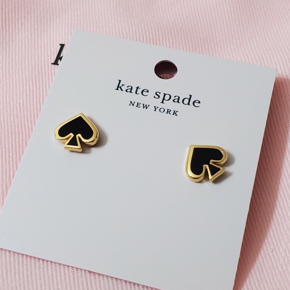 Kate Spade Everyday Spade Studs Black/Gold Earrings - Picture 4 of 6